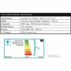 De gros ❤️ The Home Deco Factory Lampe Suspension "Effet Béton" 9cm Noir & Blanc 🎉 -Optonica Soldes 3664944048961 5