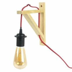 Remise 🎁 The Home Deco Light Lampe Murale en Bois "Fact" 22cm Naturel & Rouge 🎉