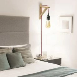 Remise 🎁 The Home Deco Light Lampe Murale en Bois "Fact" 22cm Naturel & Rouge 🎉 -Optonica Soldes 3664944062578 6