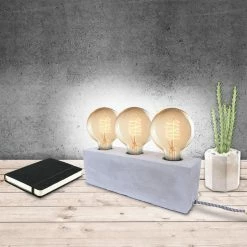 Remise 🤩 The Home Deco Light Lampe à poser rectangulaire finition ciment pour 3 ampoules 27 x 7.5 x 9 cm 🛒 -Optonica Soldes 3664944066453 6