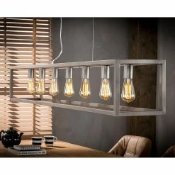 Meilleure vente 👏 Lampea Suspension industrielle en métal argenté 7 lampes Sylvia 🌟 -Optonica Soldes 3665367160834 3