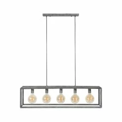 Meilleure affaire 🔔 Lampea Suspension industrielle en métal argenté 5 lampes Baptiste 😀