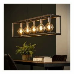 Meilleure affaire 🔔 Lampea Suspension industrielle en métal argenté 5 lampes Baptiste 😀 -Optonica Soldes 3665367160926 3