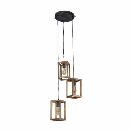 Meilleur prix 🔥 Lampea Suspension contemporaine en bois de manguier 3 lampes étagées Rudy 🛒 -Optonica Soldes 3665367163293 1