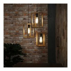 Meilleur prix 🔥 Lampea Suspension contemporaine en bois de manguier 3 lampes étagées Rudy 🛒 -Optonica Soldes 3665367163293 5