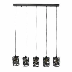 Bon marché 😉 Lampea Suspension industrielle 5 lampes en métal gris Ø 17 cm James 🌟