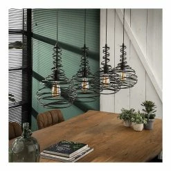 De gros 🛒 Lampea Suspension industrielle en métal noir 5 x Ø 25 cm Harrisson 🤩 -Optonica Soldes 3665367163538 3