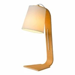 Le moins cher 🎉 Lampea Lampe de table contemporaine en bois et tissu Christalline 🧨