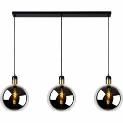 Le moins cher ⭐ Lampea Suspension sphérique 3 lampes en verre fumé Lius 🔔
