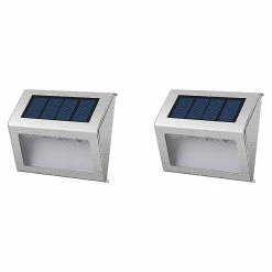 Meilleure affaire 😉 Lumisky Lot de 2 projecteurs solaires 2x WALLY W8 Blanc Acier H10cm 🎁