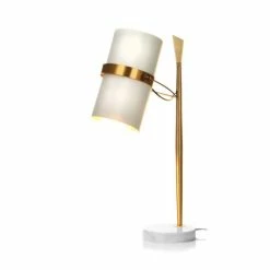Meilleure vente 👍 Paris prix Lampe à Poser Design "Novum" 69cm Blanc & Or 🌟 -Optonica Soldes 4056216916198 4