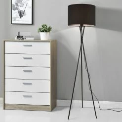 Les meilleures critiques de 🔥 Lampadaire Trépied Moderne Lampe sur Pied Design E27 Métal Tissu Hauteur 154 cm Noir lux.pro ✔️ -Optonica Soldes 4059438142031 4