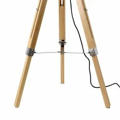Meilleure vente 💯 Lampadaire Design Lampe à Pied Trépied avec Pieds en Bois et Métal Abat-Jour en Tissu E27 Hauteur 145 cm Bois Clair Chrome Blanc [lux.pro] 💯 -Optonica Soldes 4059438144639 5