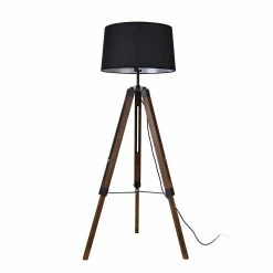 Meilleure vente 💯 Lampadaire Design Lampe à Pied Trépied avec Pieds en Bois et Métal Abat-Jour en Tissu E27 Hauteur 145 cm Bois Clair Chrome Blanc [lux.pro] 💯 -Optonica Soldes 4059438144646 2