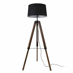 Meilleure vente 💯 Lampadaire Design Lampe à Pied Trépied avec Pieds en Bois et Métal Abat-Jour en Tissu E27 Hauteur 145 cm Bois Clair Chrome Blanc [lux.pro] 💯 -Optonica Soldes 4059438144646 3