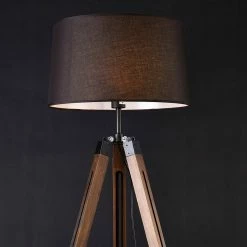 Meilleure vente 💯 Lampadaire Design Lampe à Pied Trépied avec Pieds en Bois et Métal Abat-Jour en Tissu E27 Hauteur 145 cm Bois Clair Chrome Blanc [lux.pro] 💯 -Optonica Soldes 4059438144646 4