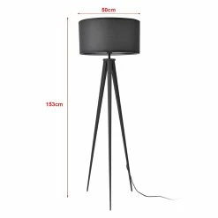Offres 🔥 Lampadaire Trépied Moderne Stylé Lampe sur Pied Design E27 Métal Textile Hauteur 153 cm Blanc [lux.pro] 🎁 -Optonica Soldes 4059438144745 3