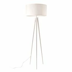 Offres 🔥 Lampadaire Trépied Moderne Stylé Lampe sur Pied Design E27 Métal Textile Hauteur 153 cm Blanc [lux.pro] 🎁 -Optonica Soldes 4059438144752 2