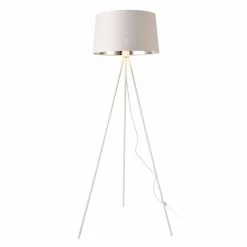 Tout neuf 🎉 Lampadaire Trépied Moderne Stylé Lampe sur Pied Design E27 Métal Textile Hauteur 150 cm Blanc Argenté [lux.pro] 🎁 -Optonica Soldes 4059438150685 1