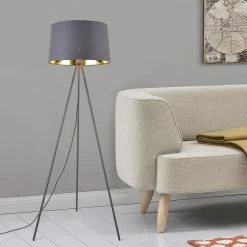 Tout neuf 🎉 Lampadaire Trépied Moderne Stylé Lampe sur Pied Design E27 Métal Textile Hauteur 150 cm Blanc Argenté [lux.pro] 🎁 -Optonica Soldes 4059438150692 4