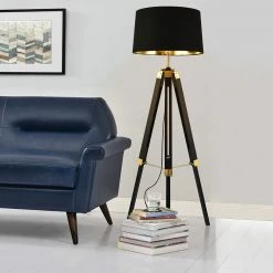 Meilleure vente 💯 Lampadaire Design Lampe à Pied Trépied avec Pieds en Bois et Métal Abat-Jour en Tissu E27 Hauteur 145 cm Bois Clair Chrome Blanc [lux.pro] 💯 -Optonica Soldes 4059438164095 4