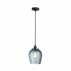 Sortie 🤩 Paris prix Lampe Suspension en Verre "Riva" 27cm Bleu 🔔 -Optonica Soldes 4063074220503 4