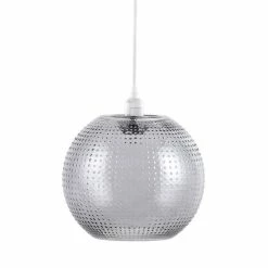 Coupon 😍 Paris prix Lampe Suspension en Verre "Saturne" 23cm Gris & Blanc 🎉