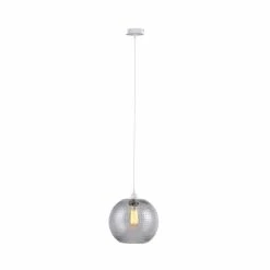 Coupon 😍 Paris prix Lampe Suspension en Verre "Saturne" 23cm Gris & Blanc 🎉 -Optonica Soldes 4063074220534 4