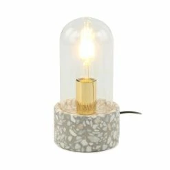 Remise 🧨 Paris prix Lampe à Poser avec Dôme "Curacao" 24cm Gris & Blanc ❤️ -Optonica Soldes 4063074222651 4