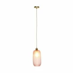 Meilleur prix ⭐ Paris prix Lampe Suspension en Verre "Irina" 34cm Rose 🔔 -Optonica Soldes 4063074224099 4