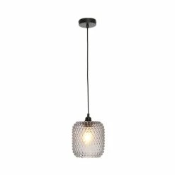 De gros 👍 Paris prix Lampe Suspension en Verre "Irène" 27cm Gris 🛒 -Optonica Soldes 4063074224235 4