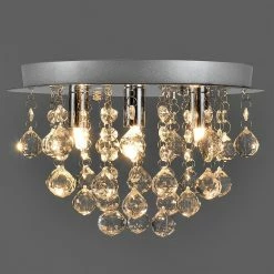 Remise ✨ [lux.pro] Luminaire Suspendu Plafonnier Métal et Cristal Artistique Chrome Argent 3 x G9 ø 28 cm ✨ -Optonica Soldes 4251155517684 3