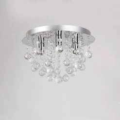 Remise ✨ [lux.pro] Luminaire Suspendu Plafonnier Métal et Cristal Artistique Chrome Argent 3 x G9 ø 28 cm ✨ -Optonica Soldes 4251155517684 5