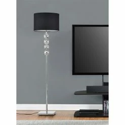 Budget 🧨 [lux.pro] Lampadaire Lampe à Pied Métal Poli Tissu Chrome Noir 155 cm 👏 -Optonica Soldes 4260264774482 4