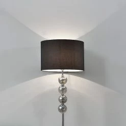 Budget 🧨 [lux.pro] Lampadaire Lampe à Pied Métal Poli Tissu Chrome Noir 155 cm 👏 -Optonica Soldes 4260264774482 5