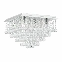 Budget 🎉 [lux.pro] Plafonnier Lampe de Plafond Aluminium Cristal Artistique Chrome et Blanc 38 x 38 cm 🔥