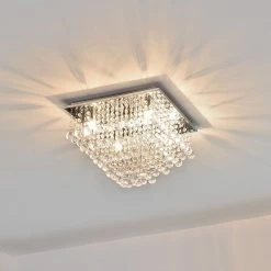 Budget 🎉 [lux.pro] Plafonnier Lampe de Plafond Aluminium Cristal Artistique Chrome et Blanc 38 x 38 cm 🔥 -Optonica Soldes 4260264775359 3