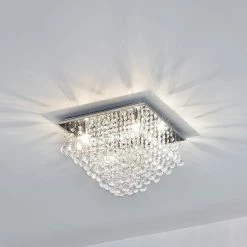 Budget 🎉 [lux.pro] Plafonnier Lampe de Plafond Aluminium Cristal Artistique Chrome et Blanc 38 x 38 cm 🔥 -Optonica Soldes 4260264775359 4