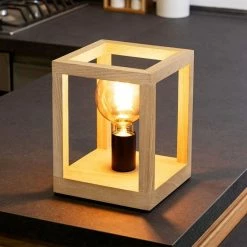 Budget 😍 Paris prix Lampe à Poser Design "Kago" 25cm Chêne Huilé 🎁 -Optonica Soldes 5901602366219 3
