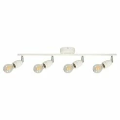 Acheter ⭐ Paris prix Plafonnier 4 Spots "Porcia" 69cm Blanc & Chrome 🥰