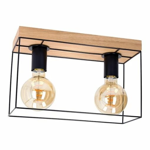 Offres 🛒 Paris prix Plafonnier Design 2 Têtes "Gretter" 55cm Chêne Huilé 🧨 -Optonica Soldes 5905840214806 1