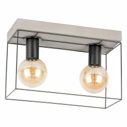 Sortie 😉 Paris prix Plafonnier Design 2 Têtes "Gretter" 55cm Gris & Noir 🥰