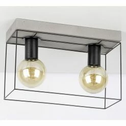 Sortie 😉 Paris prix Plafonnier Design 2 Têtes "Gretter" 55cm Gris & Noir 🥰 -Optonica Soldes 5905840214905 3