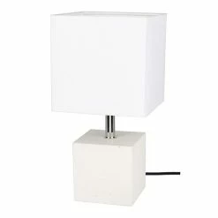 De gros 🔥 Paris prix Lampe à Poser Carrée en Béton "Strong" 30cm Blanc ⌛