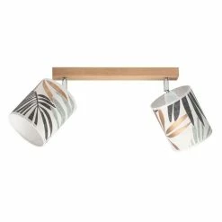 Offres 🎉 Paris prix Plafonnier 2 Têtes Design "Hoja" 25cm Chêne Huilé ✨