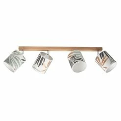 Tout neuf 🥰 Paris prix Plafonnier 4 Têtes Design "Hoja" 25cm Chêne Huilé 🎉