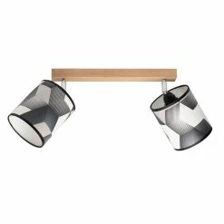 Remise ❤️ Paris prix Plafonnier 2 Têtes Design "Espacio" 37cm Chêne Huilé 😍