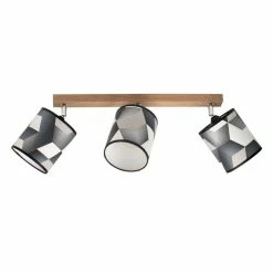 Meilleure affaire 😀 Paris prix Plafonnier 3 Têtes Design "Espacio" 52cm Chêne Huilé 😍