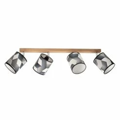 Acheter ⌛ Paris prix Plafonnier 4 Têtes Design "Espacio" 75cm Chêne Huilé ❤️