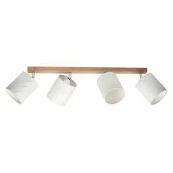 Vente flash 🎁 Paris prix Plafonnier 4 Têtes Design "Punto" 75cm Chêne Huilé ⌛